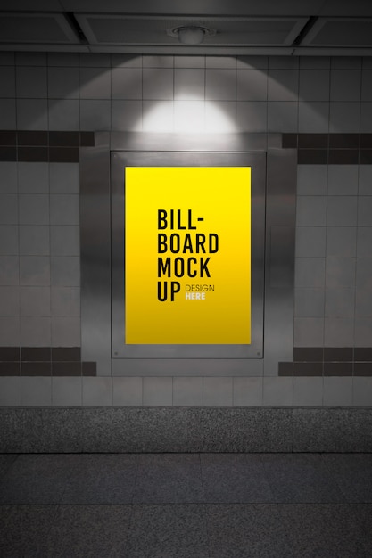 Billboard mockup in subway or metro station