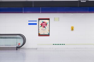 PSD billboard mockup in subway station