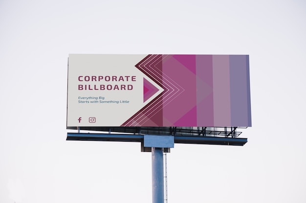 Billboard mockup on sunset sky