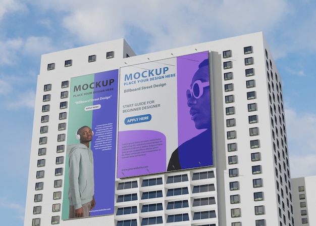 Billboard mockup on tall building on the street