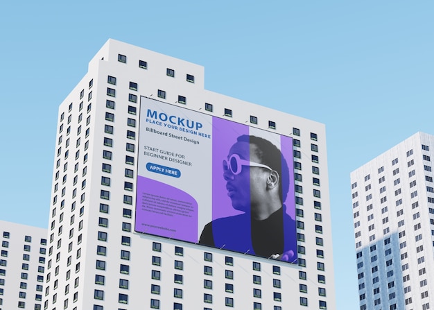 Billboard mockup on tall building on the street