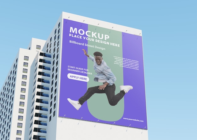 Billboard mockup on tall building on the street