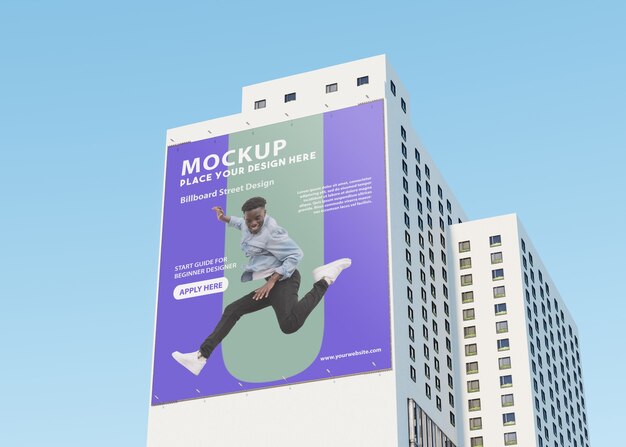 Billboard mockup on tall building on the street