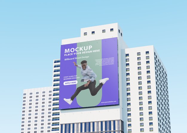 Billboard mockup on tall building on the street