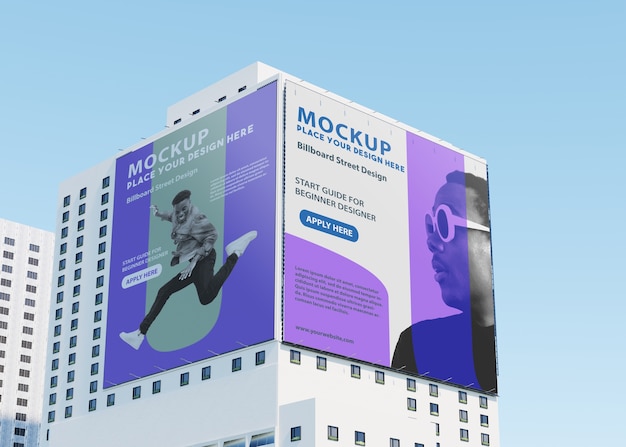 Billboard mockup on tall building on the street