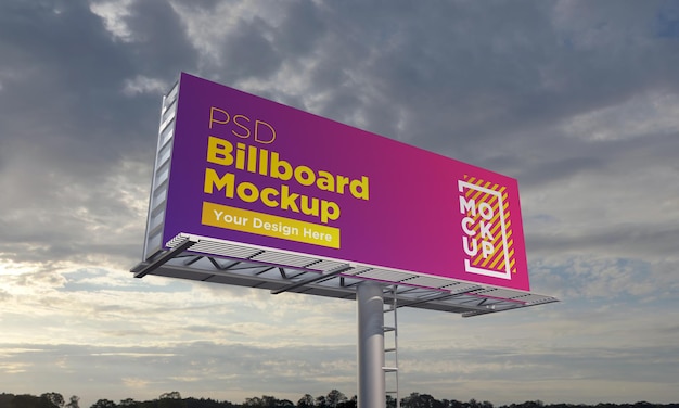 Billboard mockup template, side view