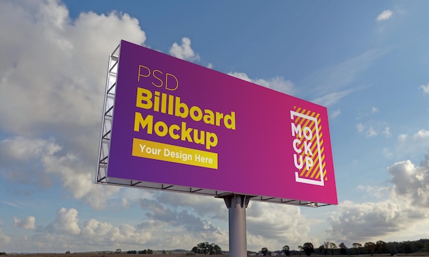 Billboard mockup template, side view