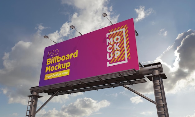 Billboard mockup template, side view