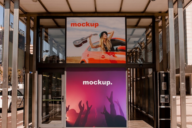 PSD billboard mockup in urban environment