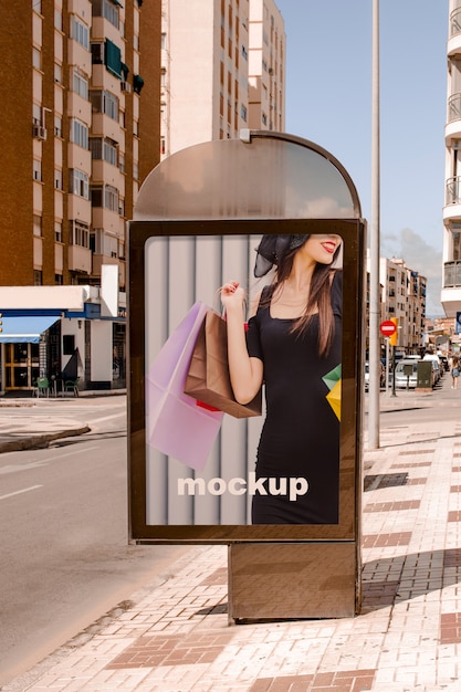 PSD billboard mockup in urban environment