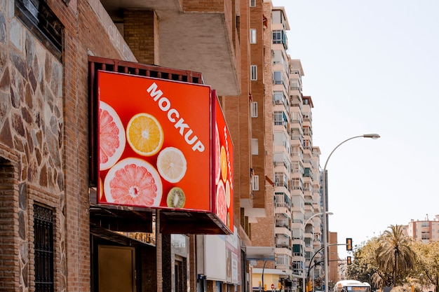 Billboard mockup in urban environment