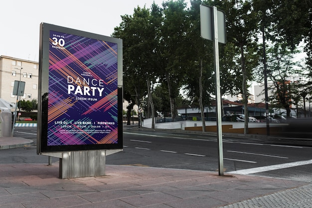 PSD billboard mockup in urban landscape