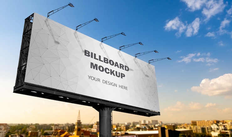 PSD billboard mockup weergegeven tegen de hemel