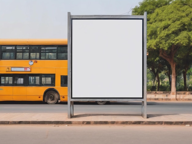 PSD billboard mockup white billboard near bus stop at jaipur rajasthan