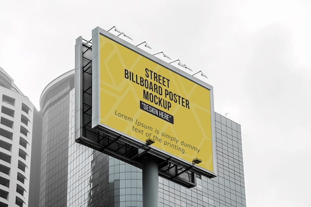 PSD billboard mockup with a building in the background