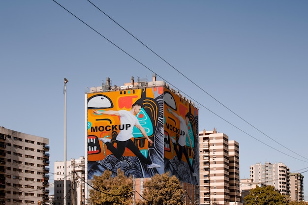 Billboard mockup wrapped around building