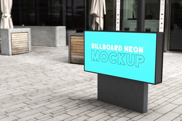 PSD mockup al neon per cartelloni pubblicitari