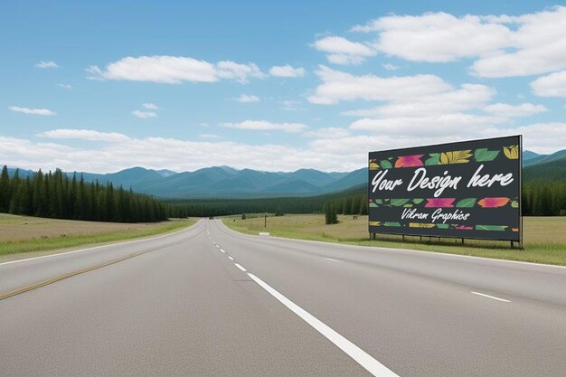 Billboard op de snelweg op het platteland psd mockup