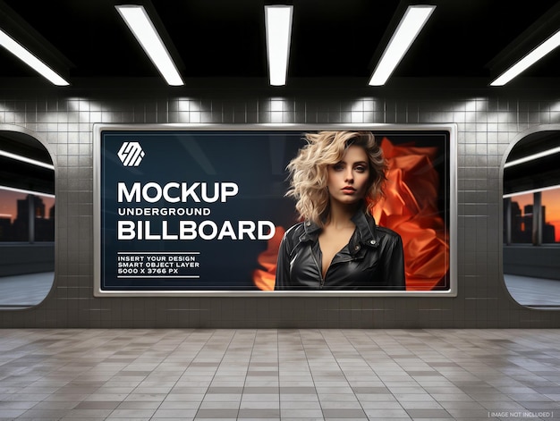 Billboard op ondergrondse muur mockup