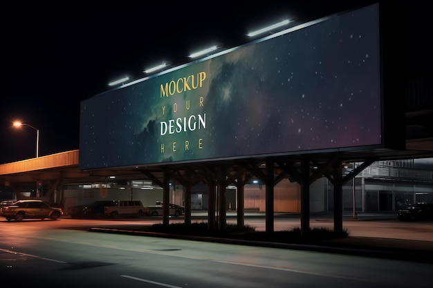 Billboard poster at airport mockup psd