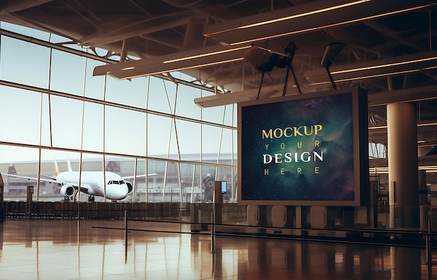 Billboard poster at airport mockup psd