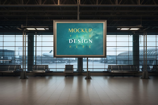 Billboard poster at airport mockup psd