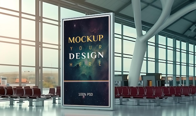 PSD Плакат рекламного щита в аэропорту mockup psd