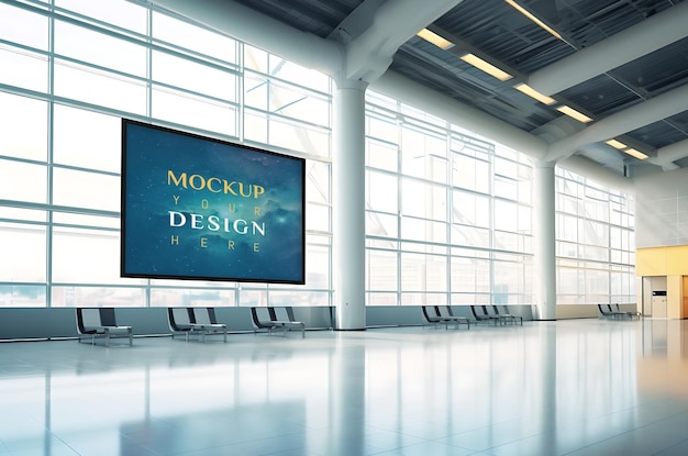 Плакат рекламного щита в аэропорту mockup psd