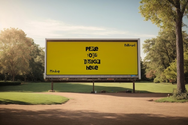 PSD billboard reclamemodel met parkachtergrond