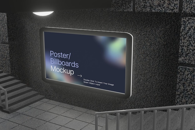 A billboard that says poster and billboards mockup