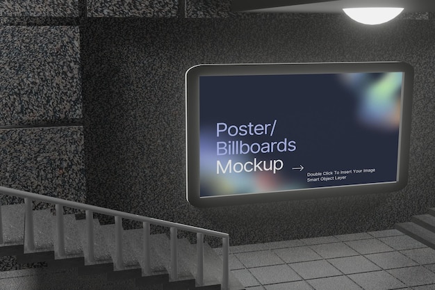 A billboard that says poster and billboards mockup