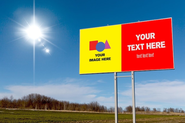 A billboard that says your text here on it