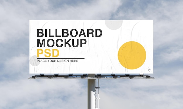 Billboard with crumpled paper mockup