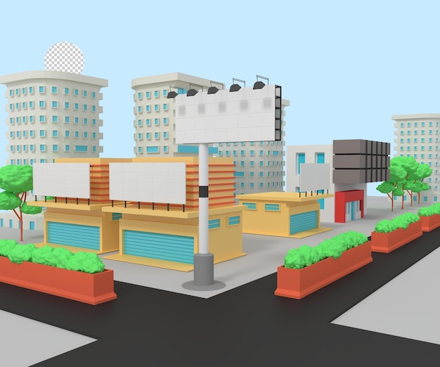 billboards on shop buildings
