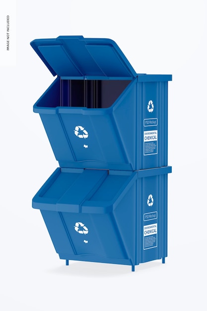 PSD bin kit with lid mockup, stacked