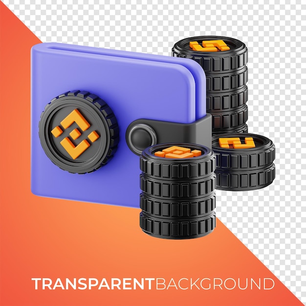 Binance financial blockchain technology wallet icon 3d rendering on isolated background png