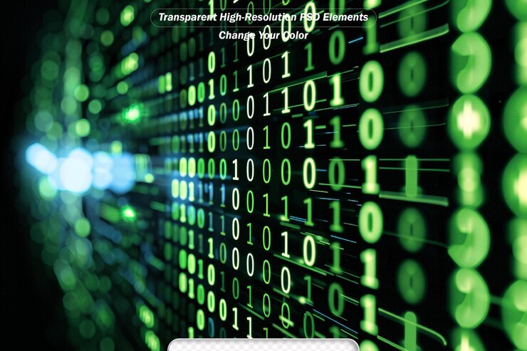 PSD binary circuit board future technology green cyber security concept background