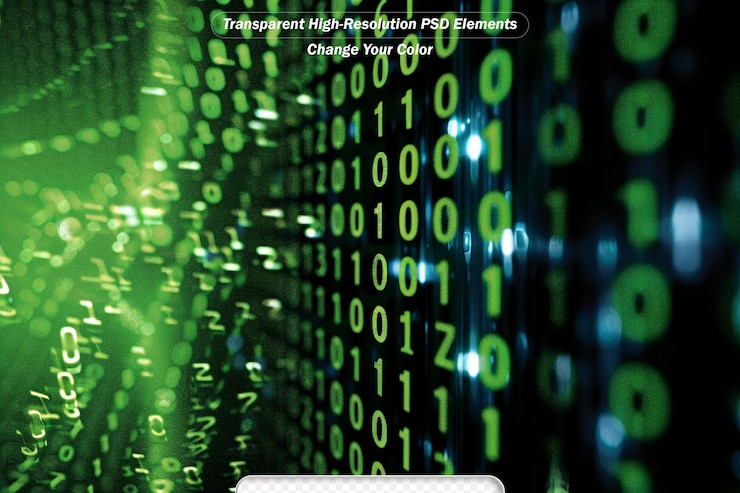 PSD binary circuit board future technology green cyber security concept background
