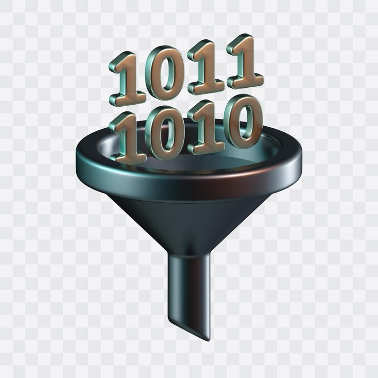 PSD binary code funnel 3d icon