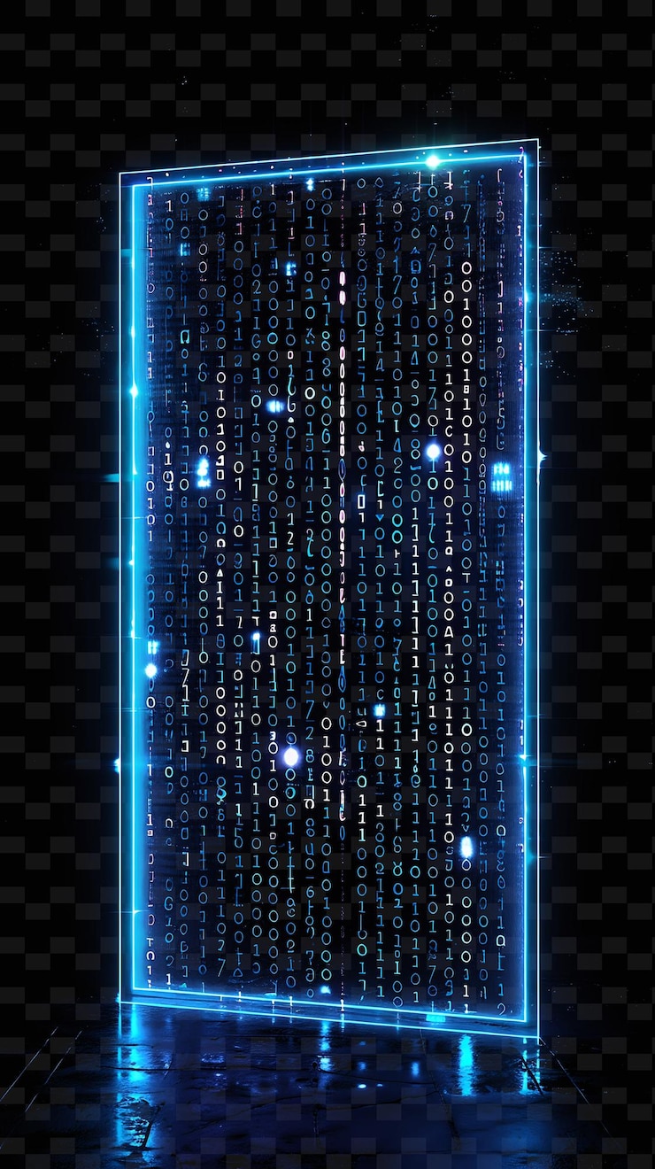 PSD binary code signboard with a rectangular board tech inspired y2k shape creative signboard decor