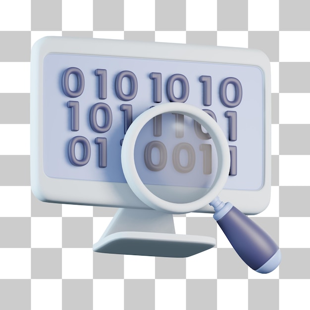 PSD binary data search 3d icon