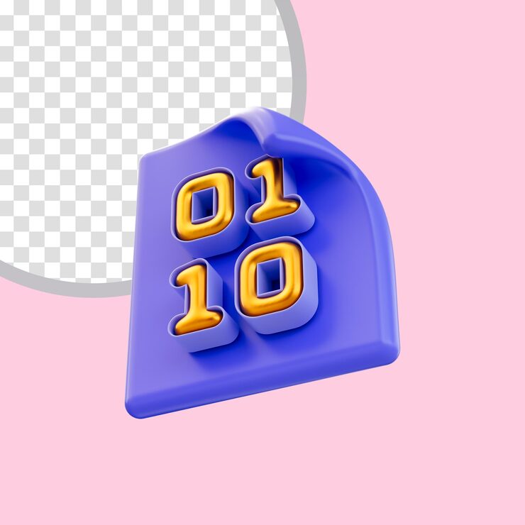 PSD binary number document icon 3d render concept for website programming and coding