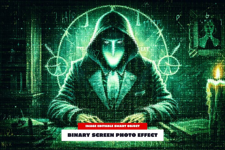 PSD binary screen photo effect