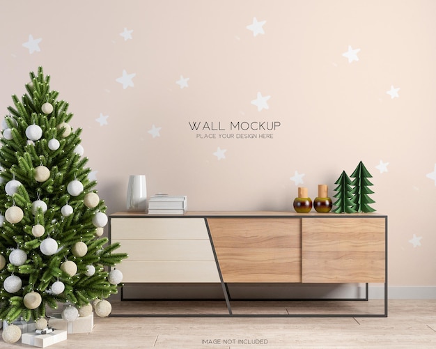 Binnenmuur mock-up met kerstboom