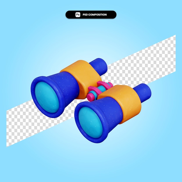 双眼鏡3Dレンダリングイラスト分離