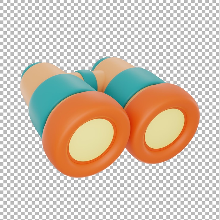 PSD binoculars isolated on light backgroundcamping equipmentsummer camp concept3d renderingxa