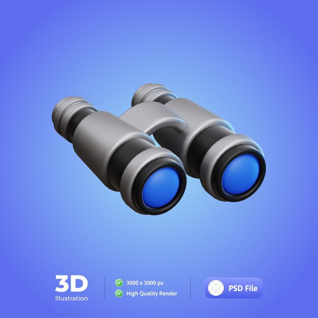 PSD binoculars reizen 3d illustratie