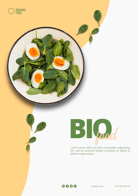 PSD bio food flyer template with photo