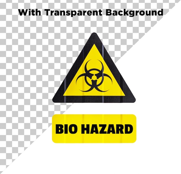 BIO Hazard Safety Sign Yellow Color PNG PSD Isolated on Transparent Background