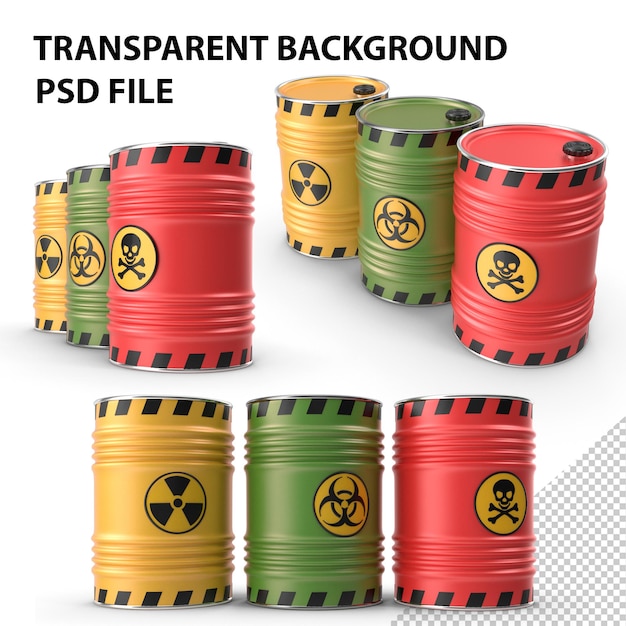 PSD bio toxic radioactive barrels png